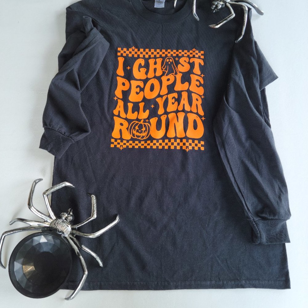 New I Ghost People All Year Round Long Sleeve Tshirt, Size Medium Fast Shipping